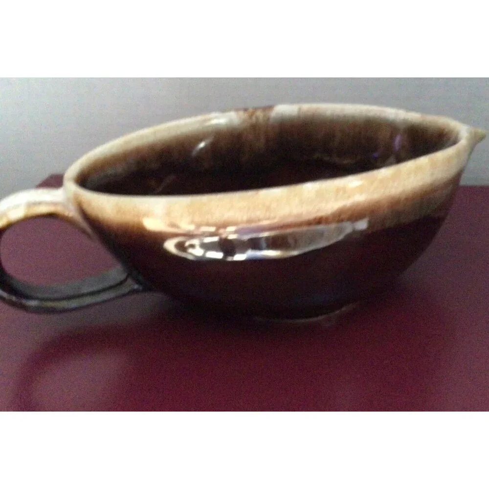 Vintage McCoy USA Pottery 7128 Brown Glaze Gravy Bowl 8